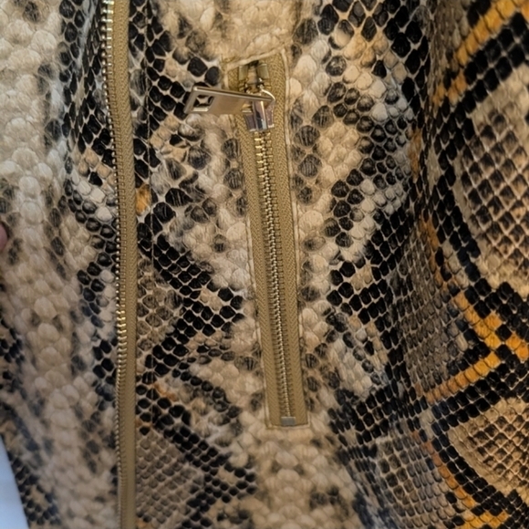 Tahari Snakeskin Leather Jacket - Black and Tan - Picture 4 of 5